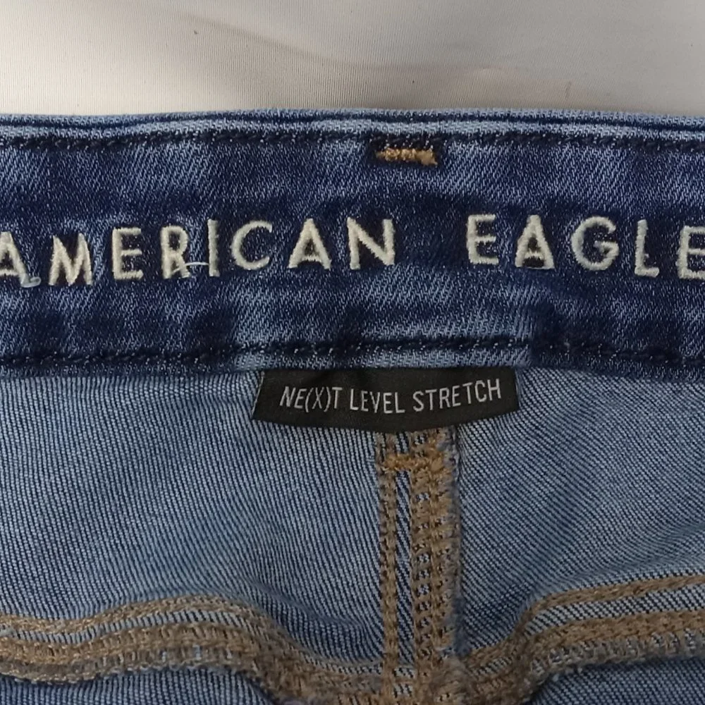 American Eagle Curvy Hi-Rise Jegging Torn Look Size 10 Petite - Picture 6 of 9